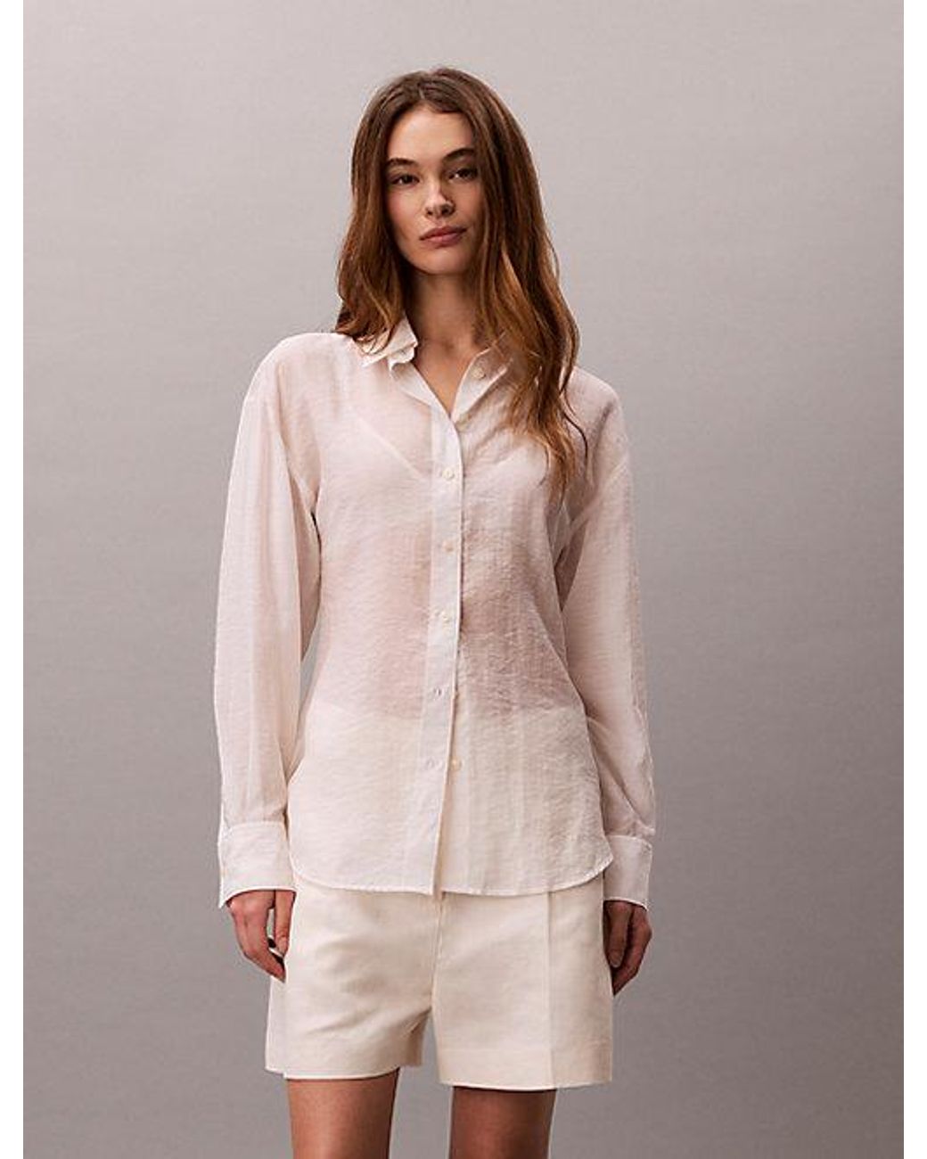 Calvin Klein Natural Jeans Soft Voile Twist Back Shirt