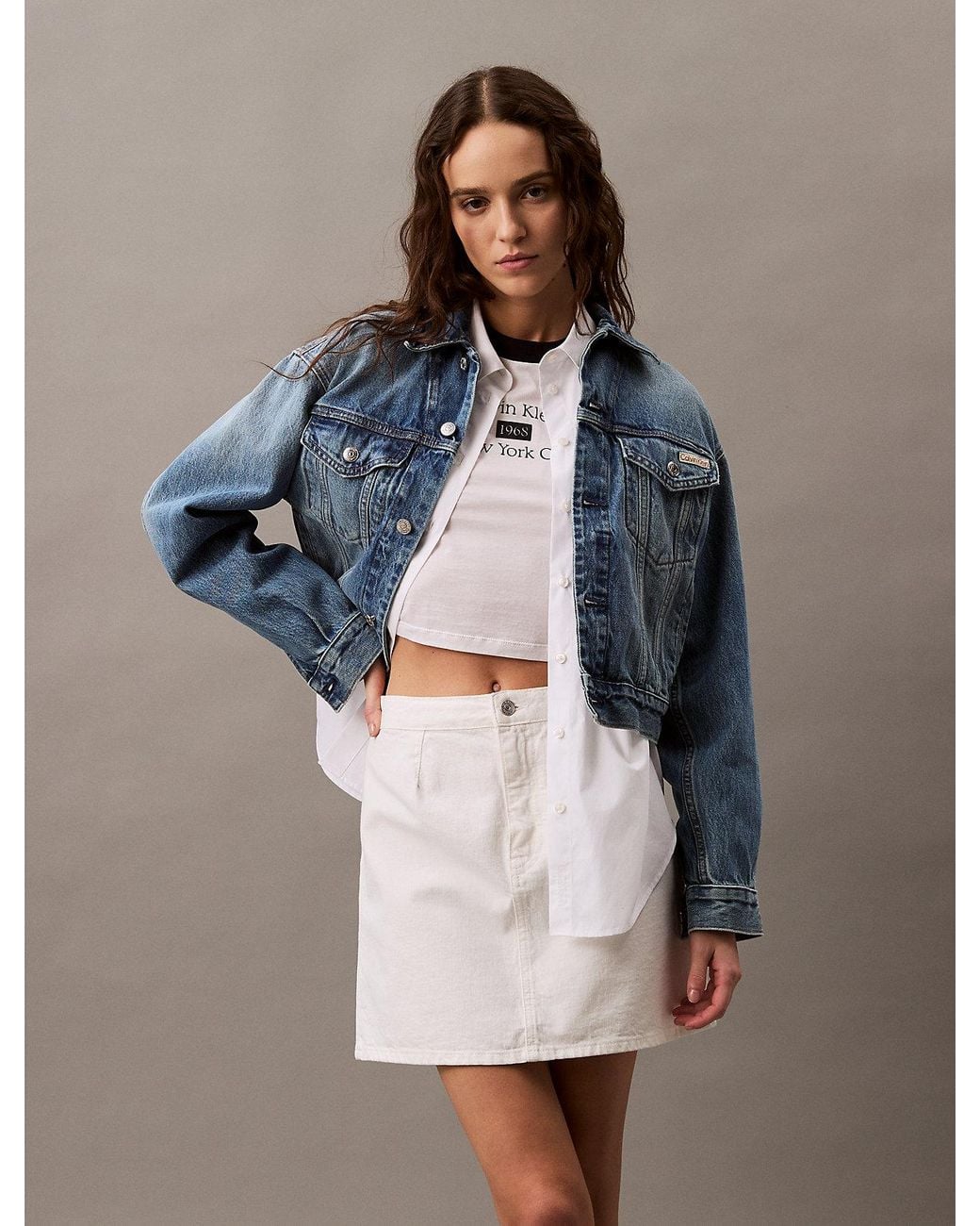 Minigonna Linea Ad A di Calvin Klein in Multicolor