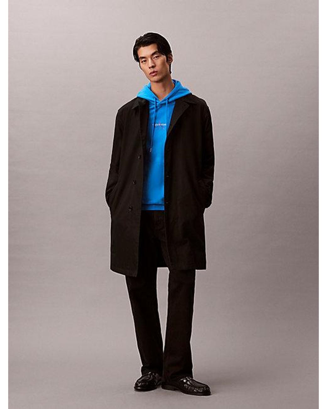 Calvin Klein Blue Jeans Cotton Terry Monogram Hoodie for men