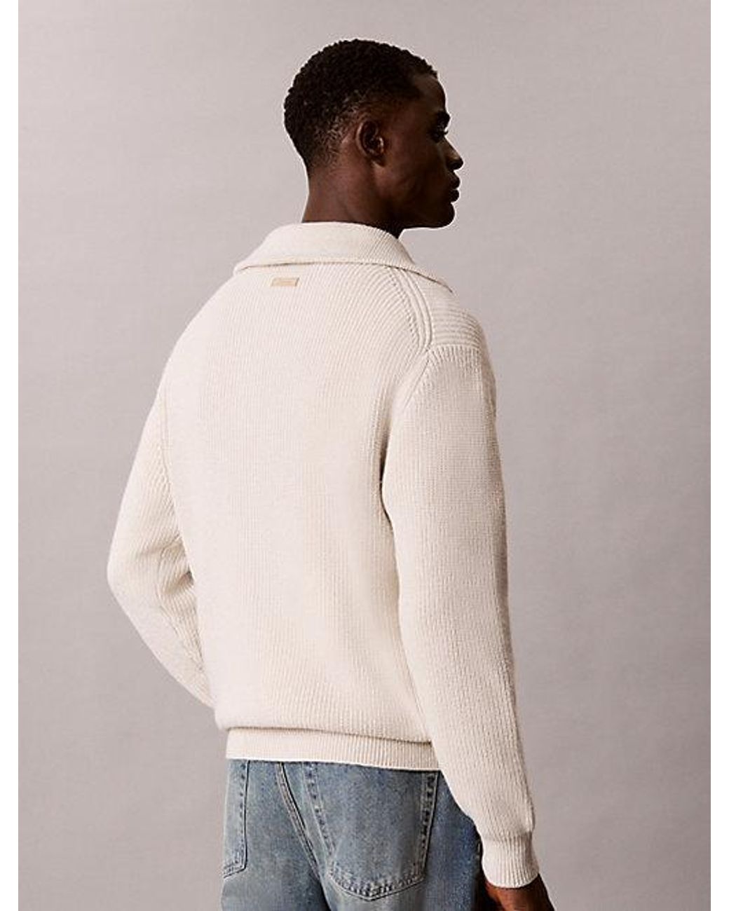 Calvin Klein Natural Cotton Wool Quarter Zip Jumper for men