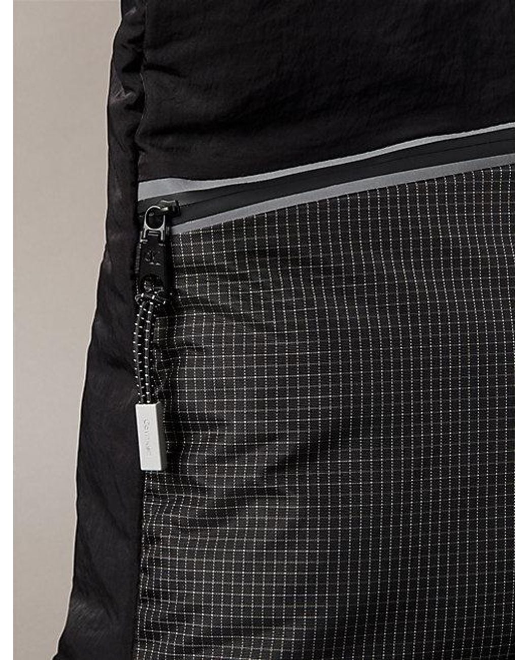 Calvin Klein Black Striped Utility Zip Convertible Helmet Bag for men