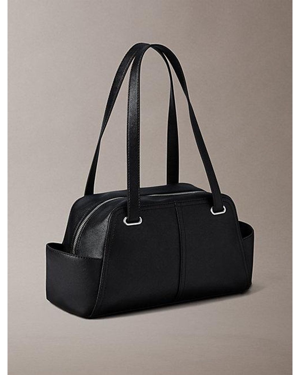 Calvin Klein Black Embossed Monologo Shoulder Bag
