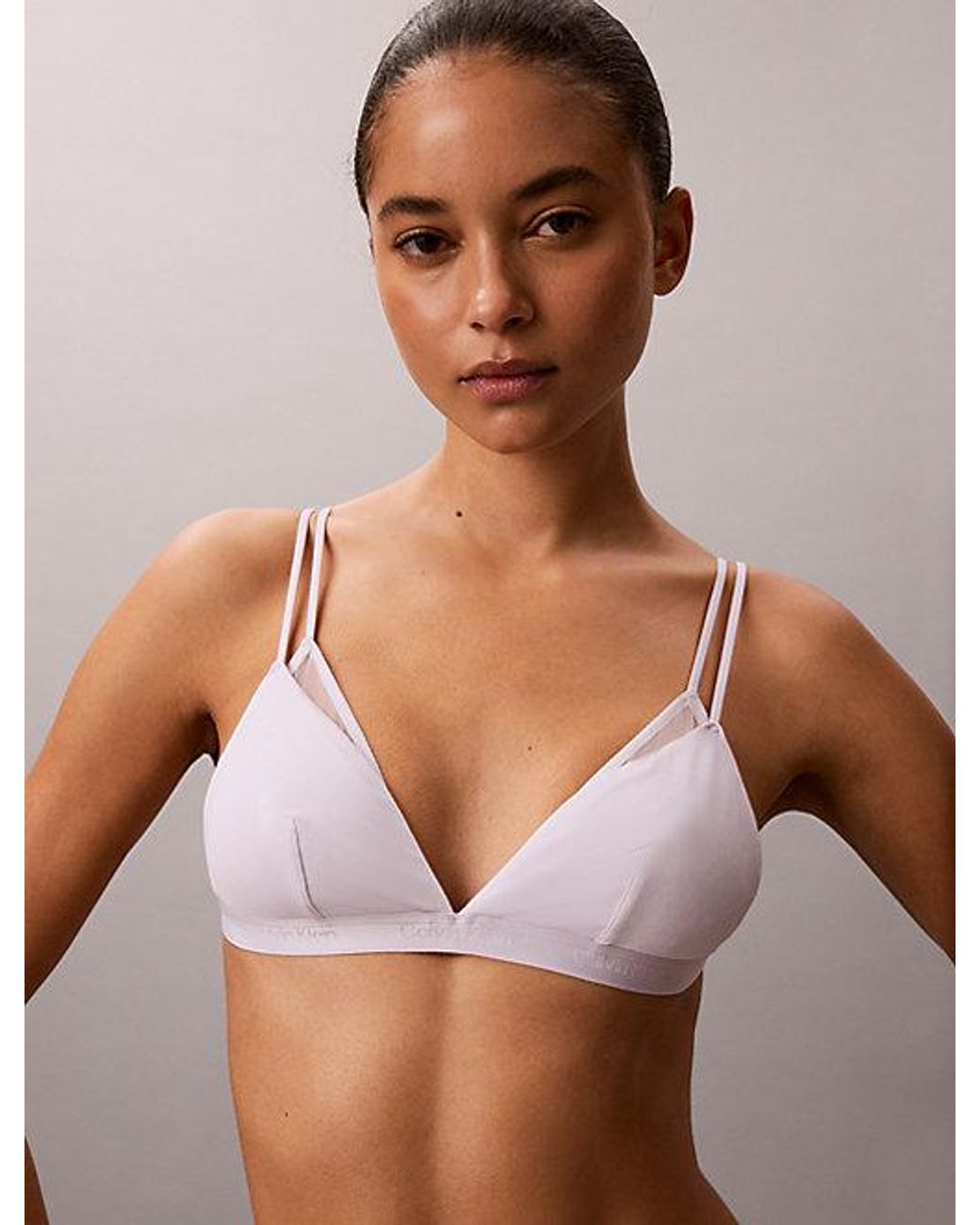 Calvin Klein Brown Triangle Bra Minimalist Modal Mesh