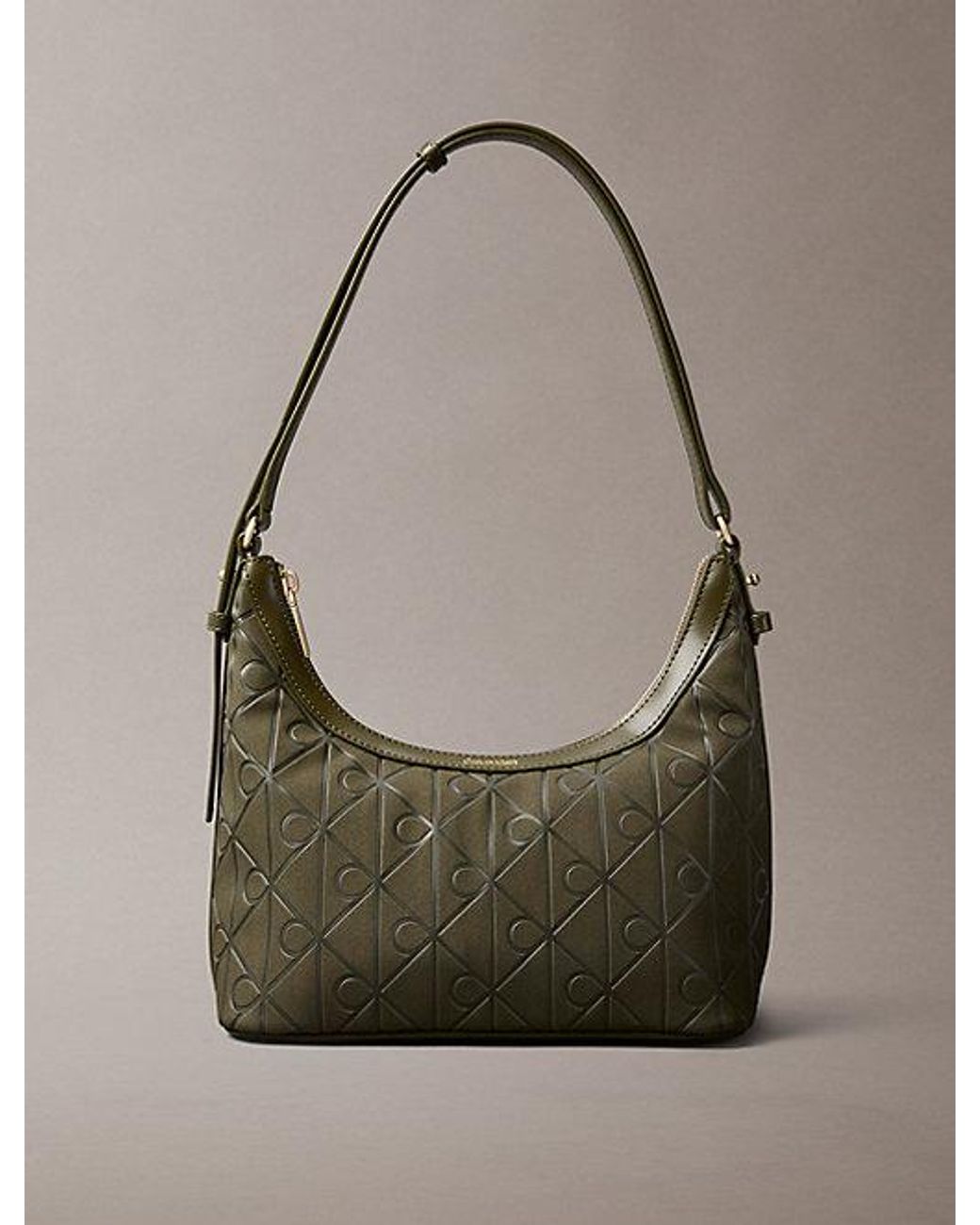 Calvin Klein Gray Allover Emblem Logo Small Shoulder Bag