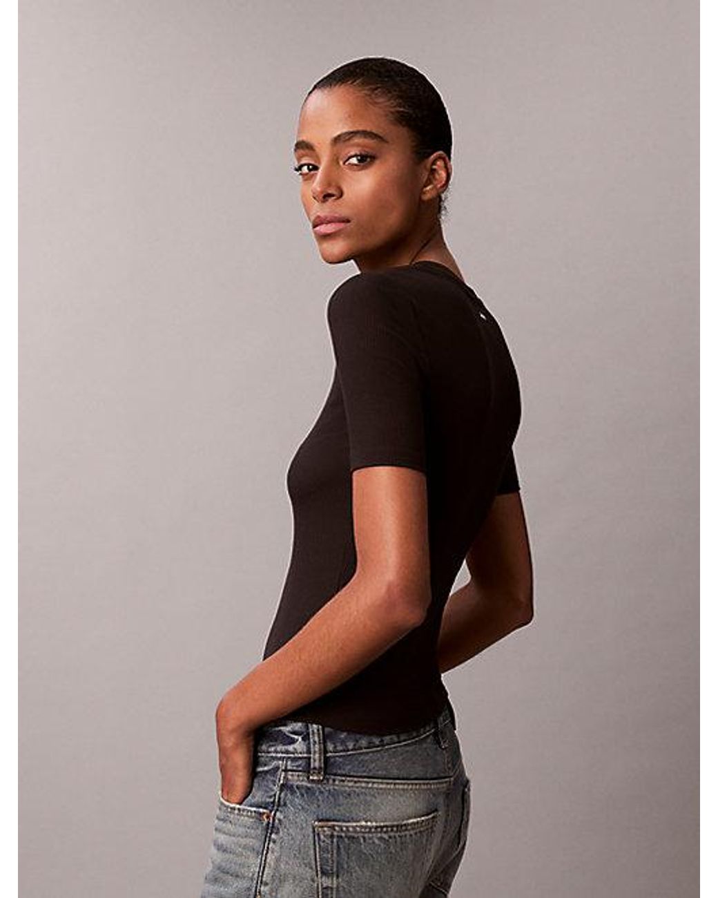 Calvin Klein Brown Slim Ribbed Modal T-Shirt