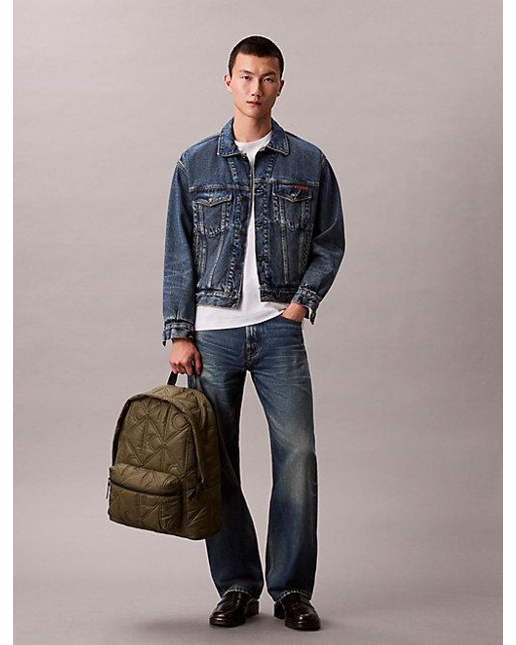 Calvin Klein Green Puffer Monogram Logo Backpack for men