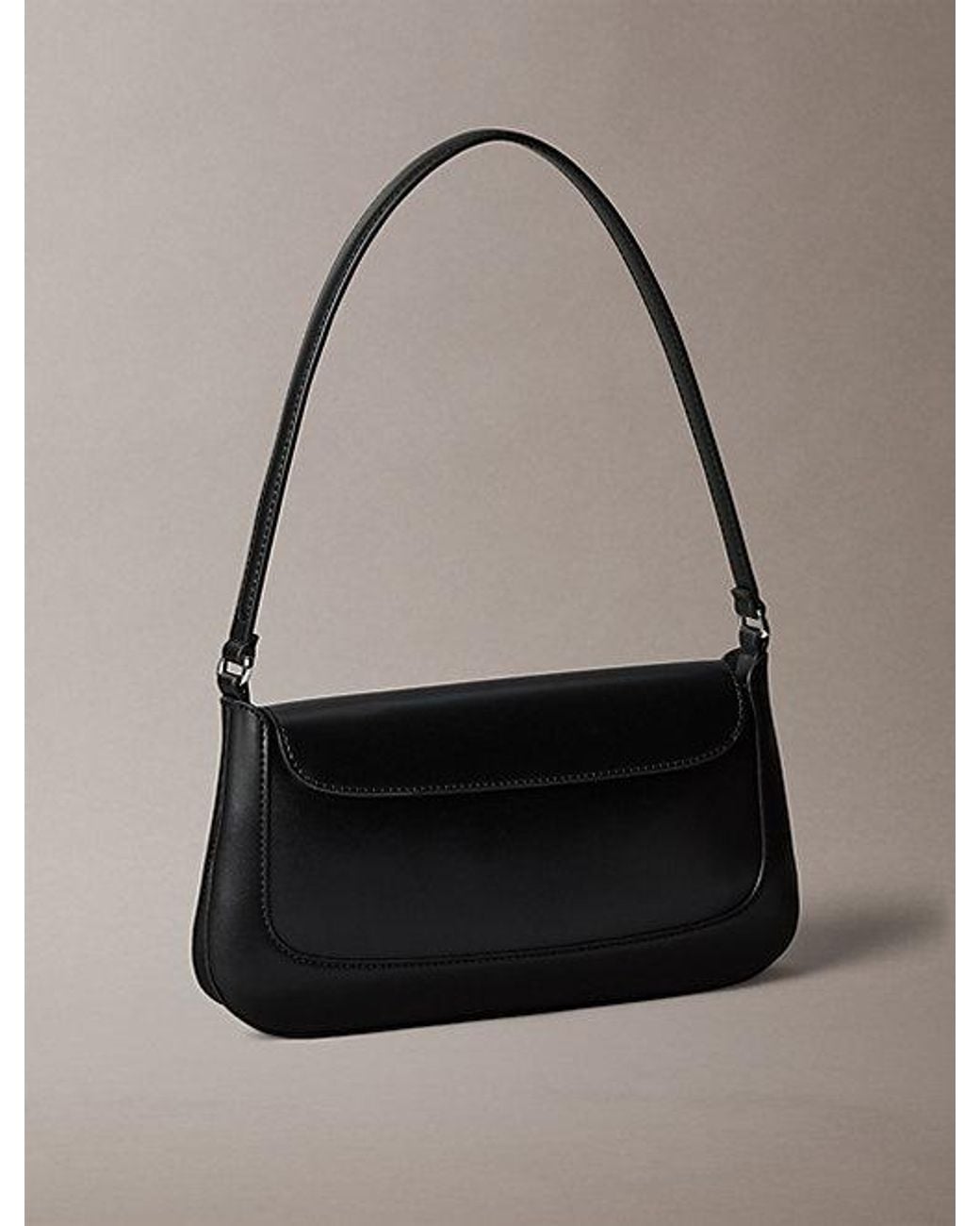 Calvin Klein Gray Sculptural Hardware Shoulder Bag