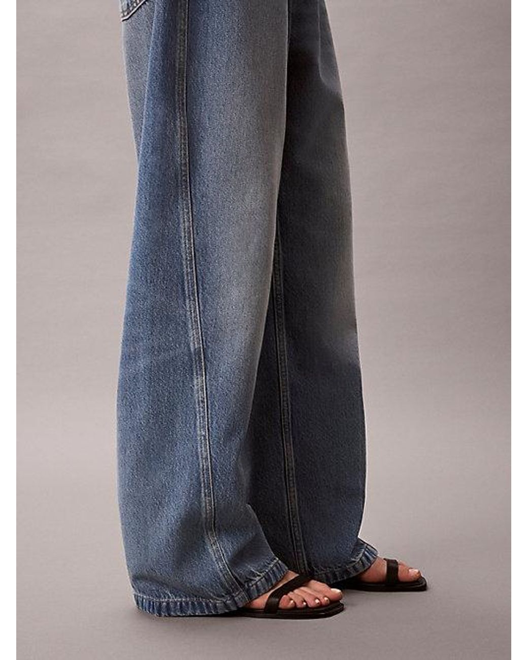 Calvin Klein Blue Jeans Low Rise Twisted Baggy Jeans