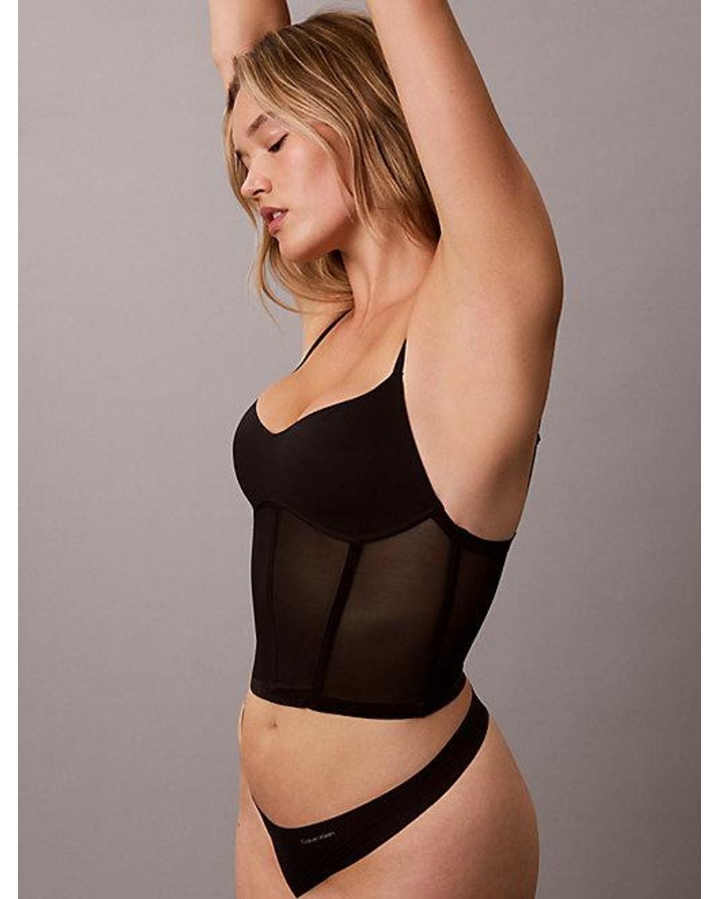 Calvin Klein Black Shapewear Bustier Top Minimalist Mesh Shapewear