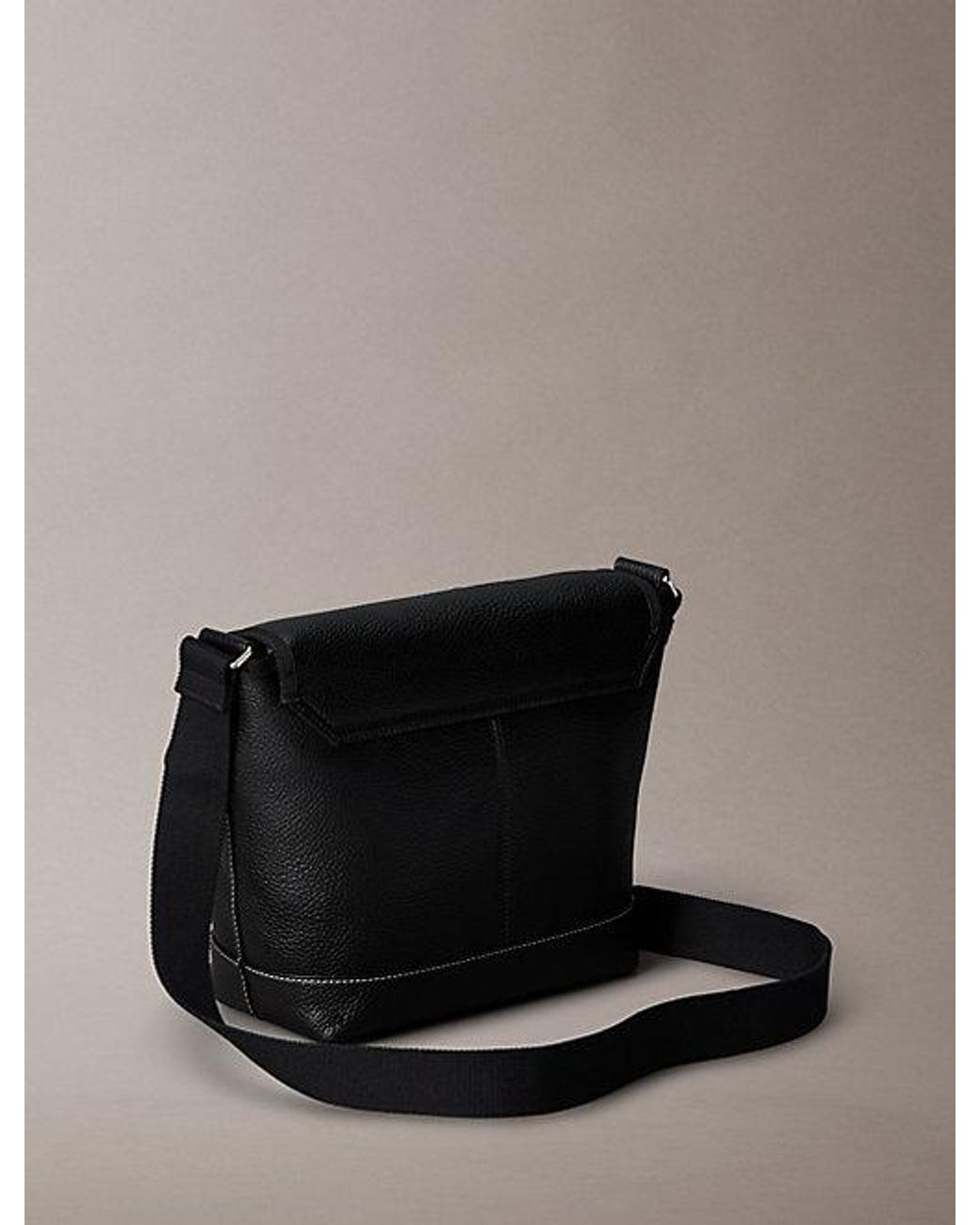 Calvin Klein Black Pebbled Signature Logo Messenger Bag for men