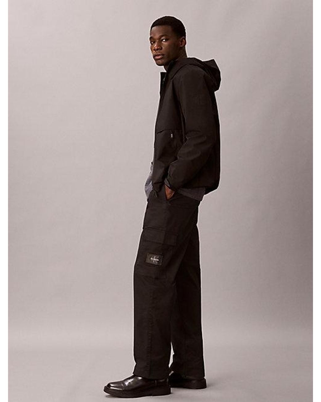 Calvin Klein Black Jeans Comfort Cotton Relaxed Cargo Pants for men