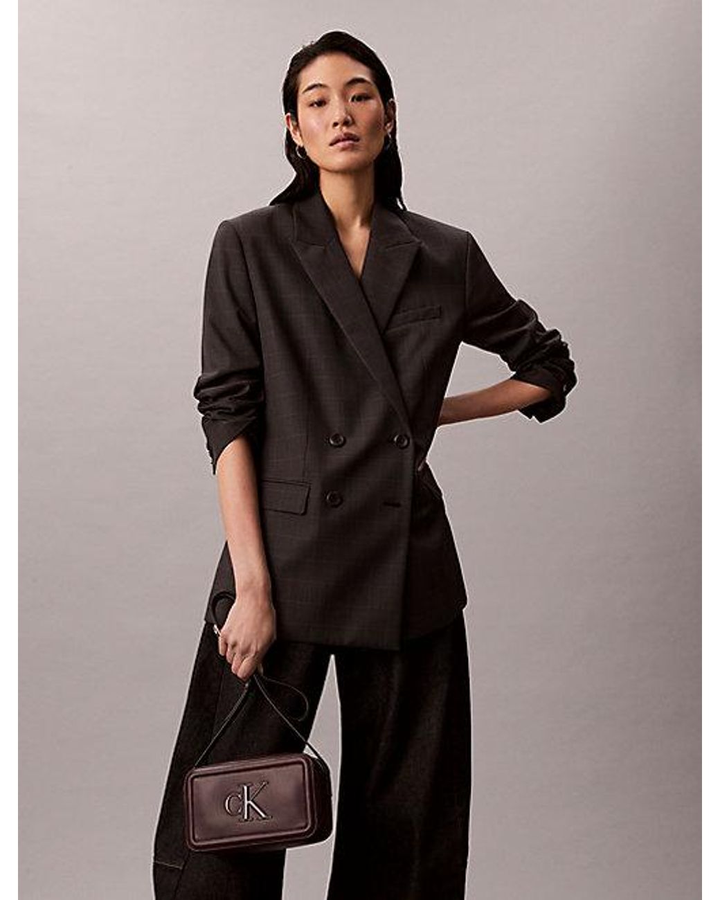 Calvin Klein Brown Signature Monogram Crossbody Camera Bag