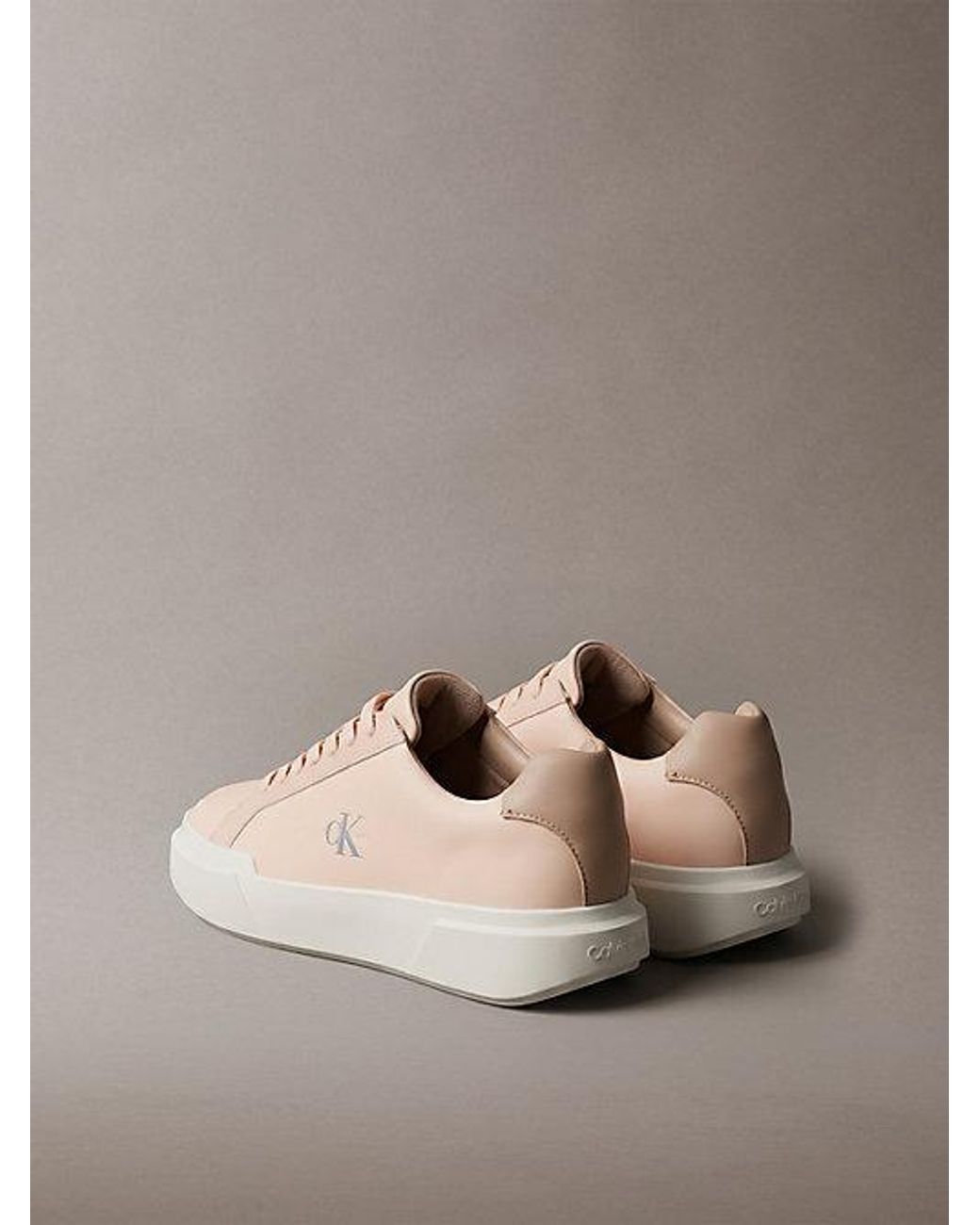 Calvin Klein Brown Leather Durable Traction Chunky Trainers