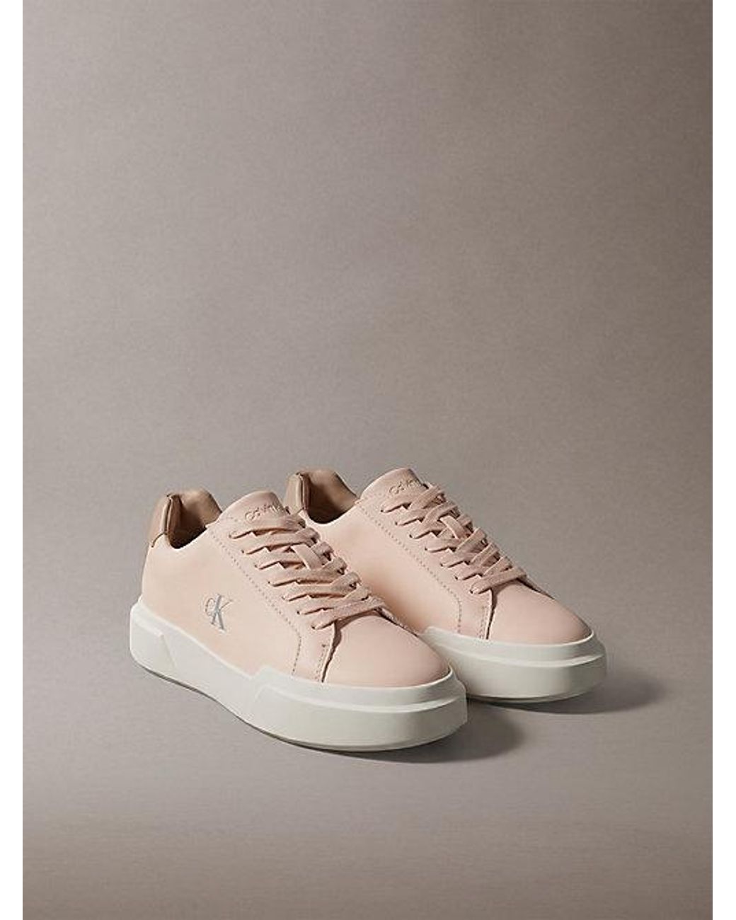 Calvin Klein Brown Leather Durable Traction Chunky Trainers