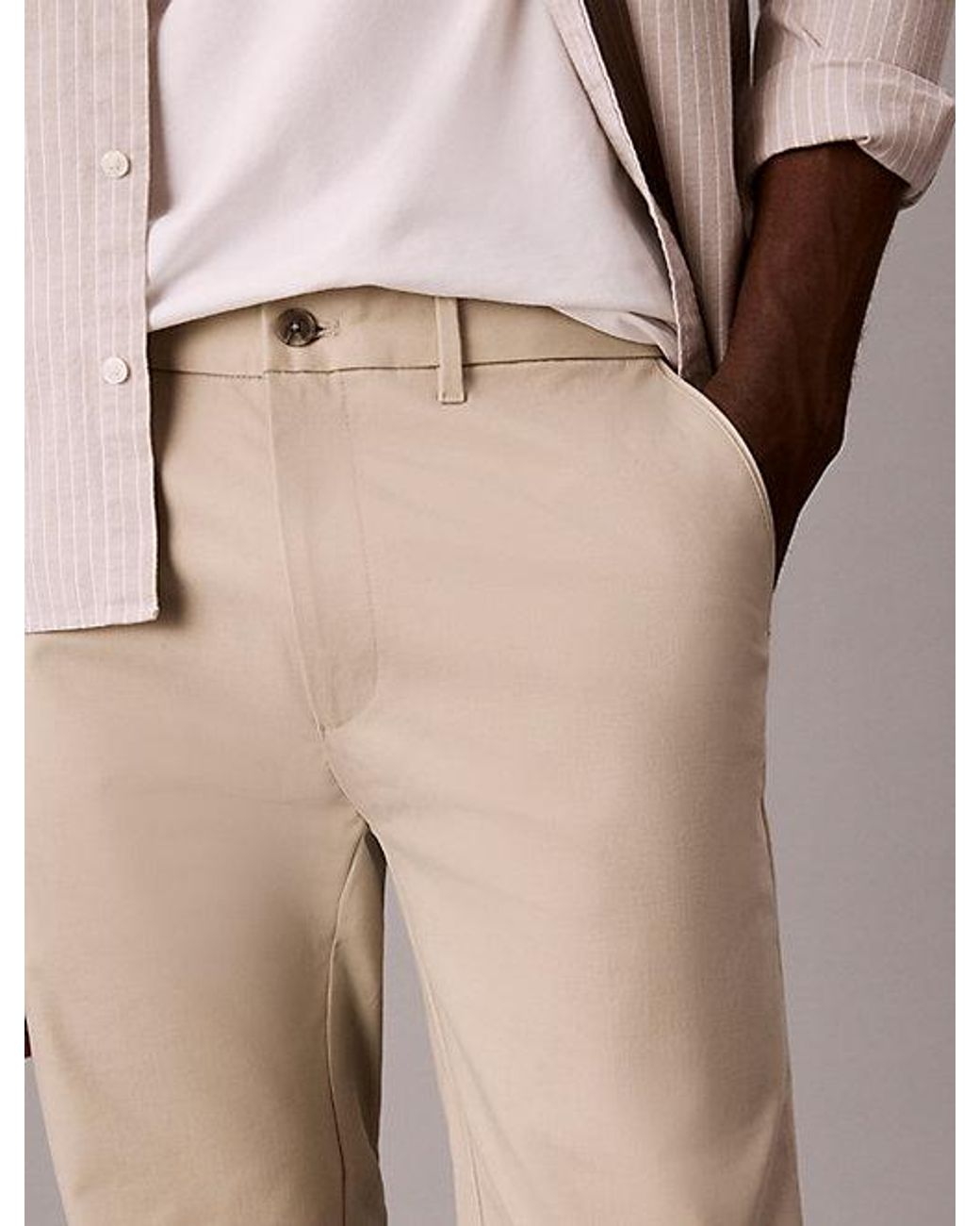 Calvin Klein Natural Slim Sateen Chino Trousers for men