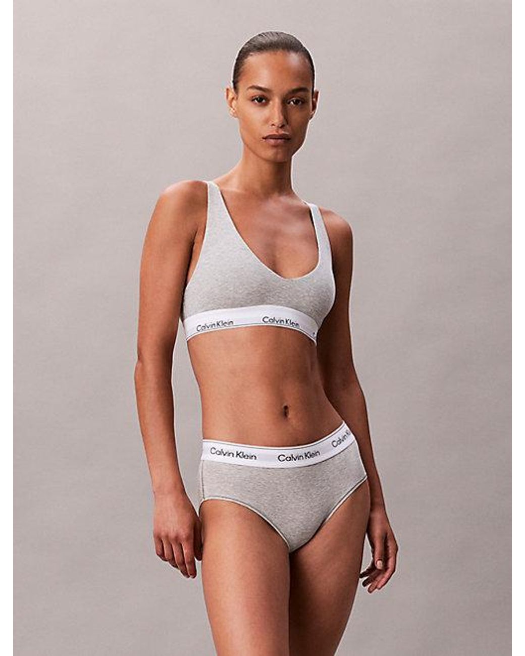 Calvin Klein White Unlined Triangle Bralette Icon Cotton Modal