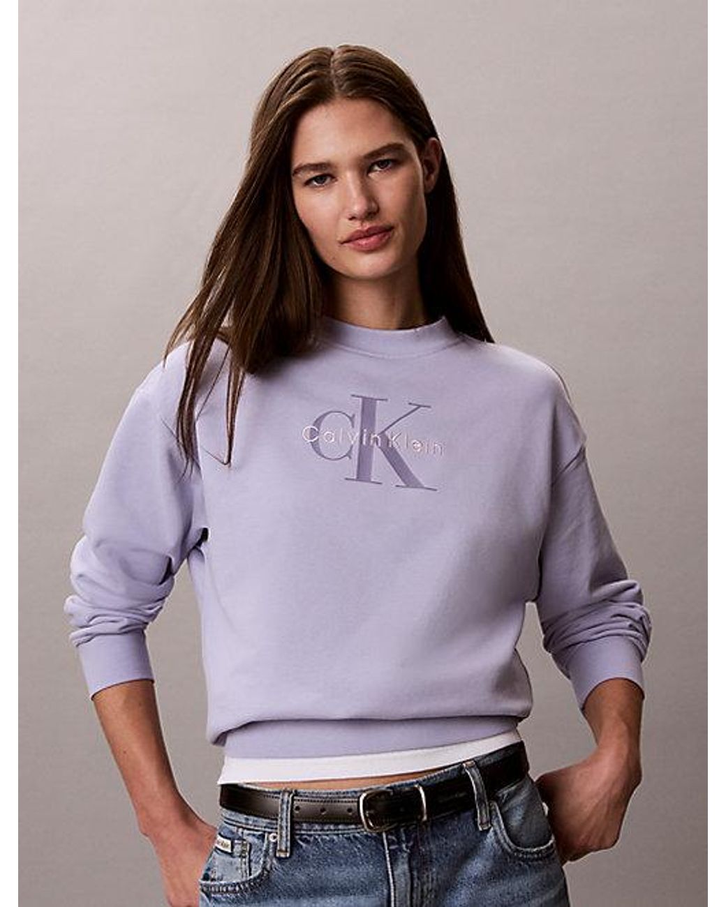 Calvin Klein Blue Jeans French Terry Monologo Crewneck Sweatshirt