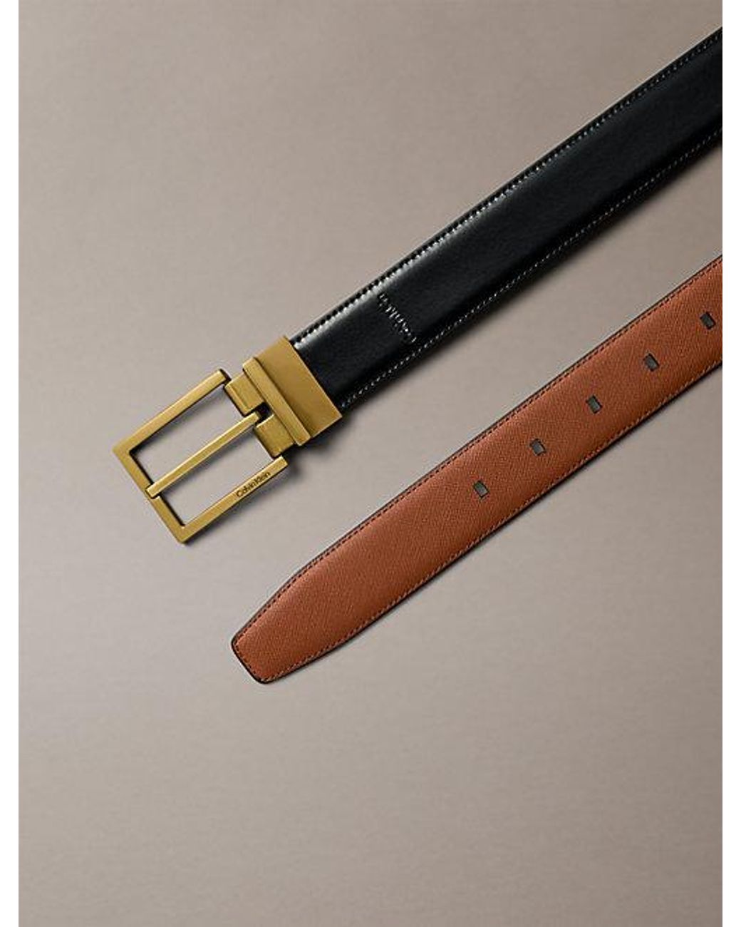 Calvin Klein Omkeerbare Volnerf Leren Riem in het Multicolor voor heren