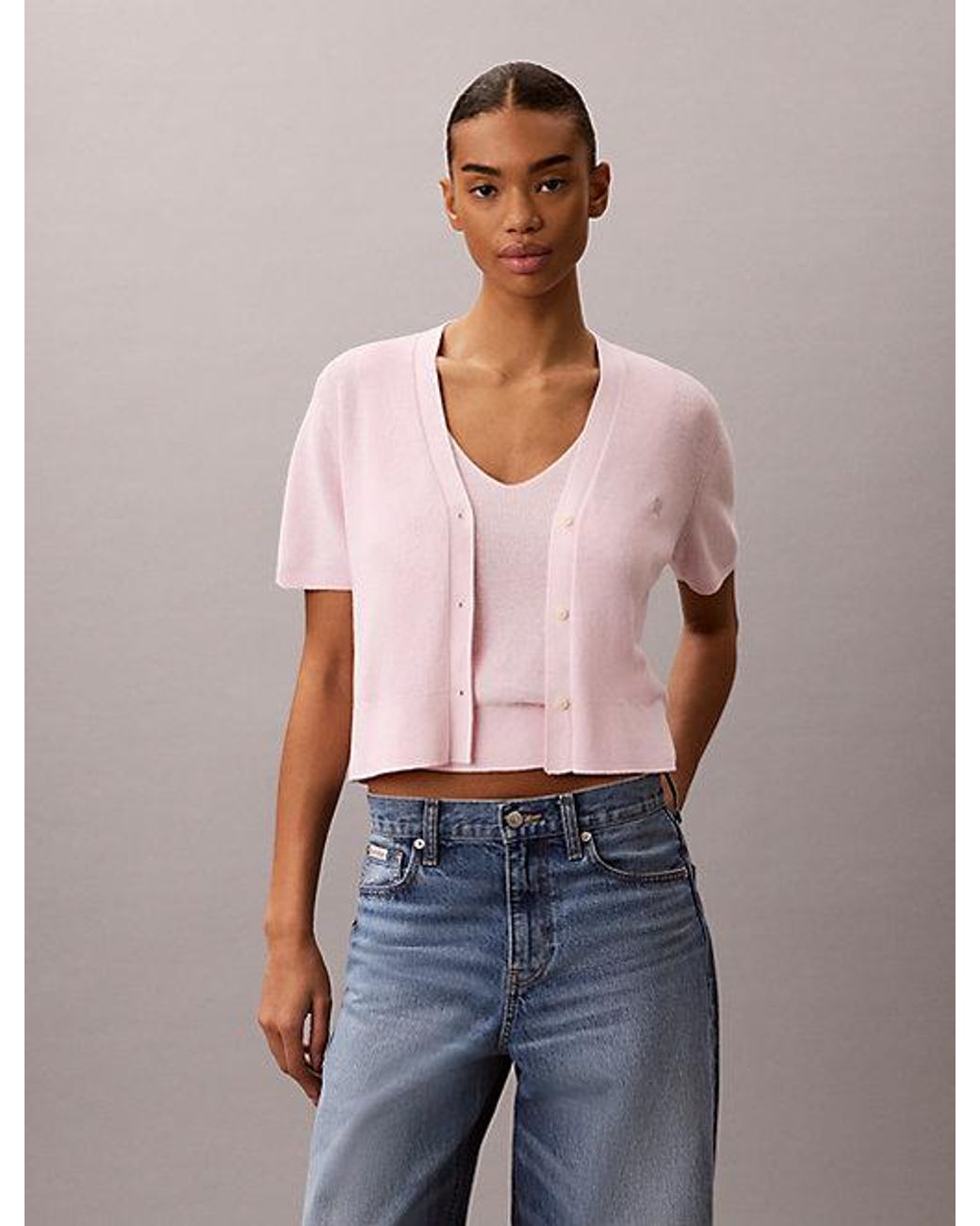 Calvin Klein Blue Jeans Cotton Knit Short Sleeve Twin Set