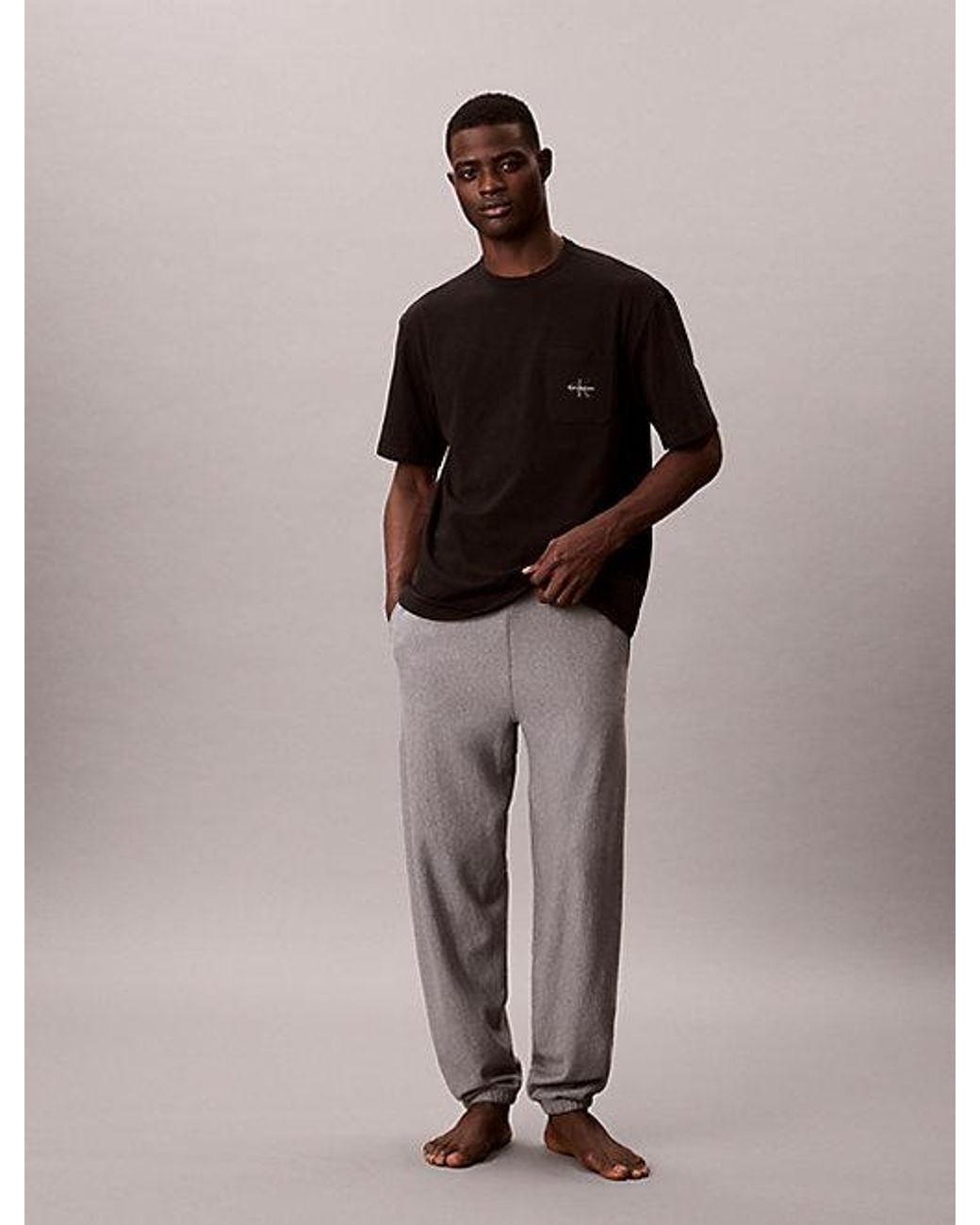 Calvin Klein Black Pyjama T-Shirt Icon Cotton Stretch Graphic for men