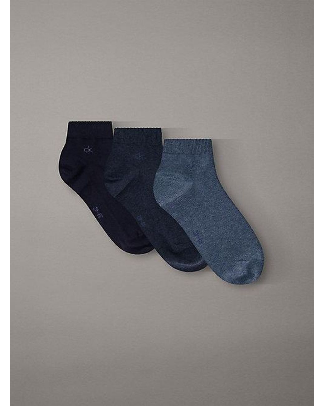 Calvin Klein Blue 3 Pack Soft Cotton Stretch Ankle Socks for men