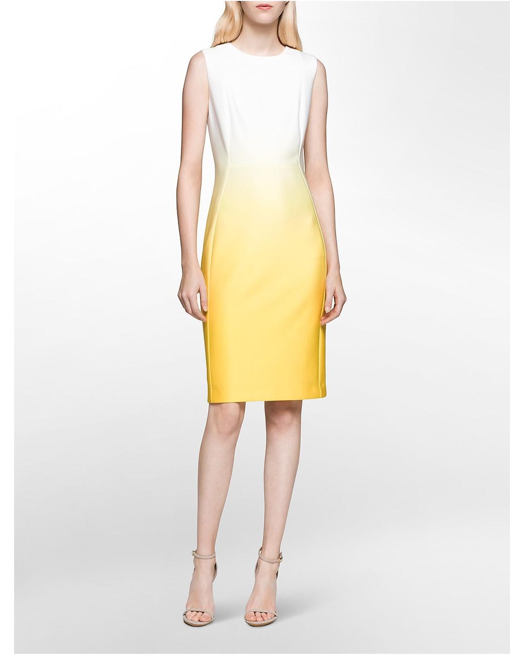 Calvin Klein Ombre Sheath Dress in Yellow | Lyst