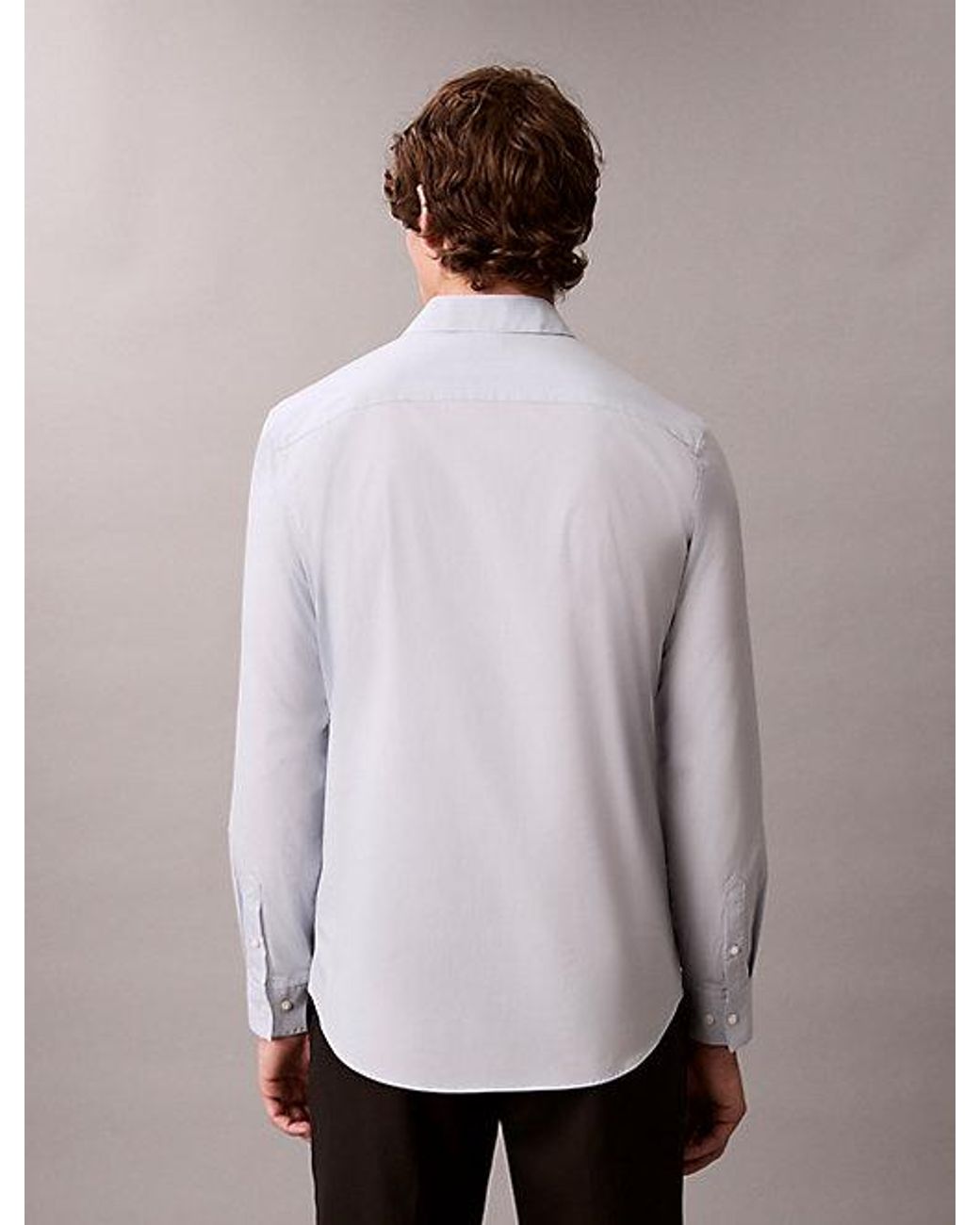Calvin Klein Blue Cotton Stretch Slim Button Down Shirt for men