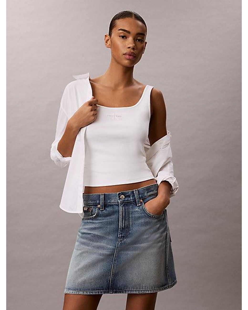 Calvin Klein Multicolor Jeans Slim Ribbed Cotton Tank Top