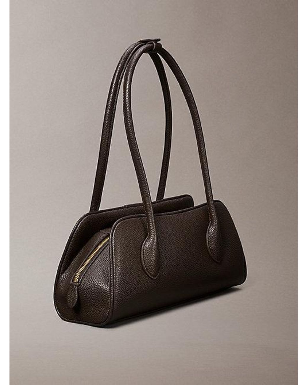 Calvin Klein Gray Emblem Logo Pebble Shoulder Bag