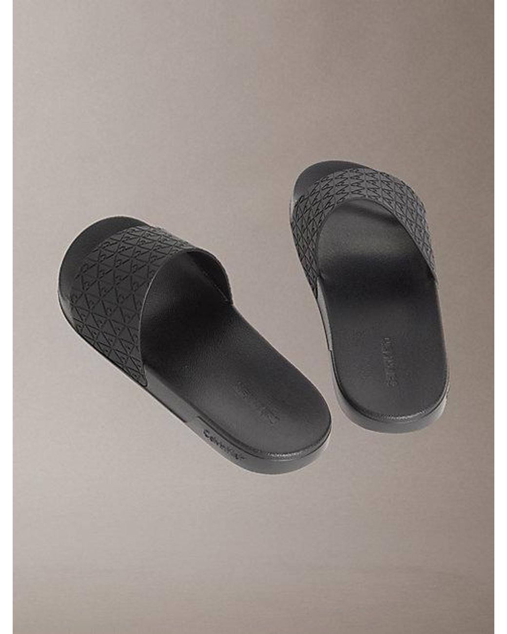 Calvin Klein Gray Nemo Contoured Emblem Logo Sliders for men