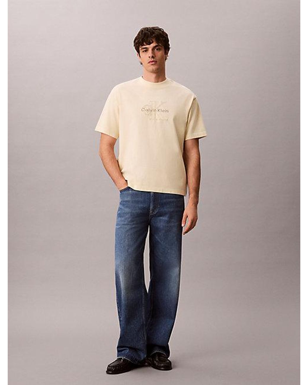Calvin Klein Blue Jeans Relaxed Logo Appliqué T-Shirt for men