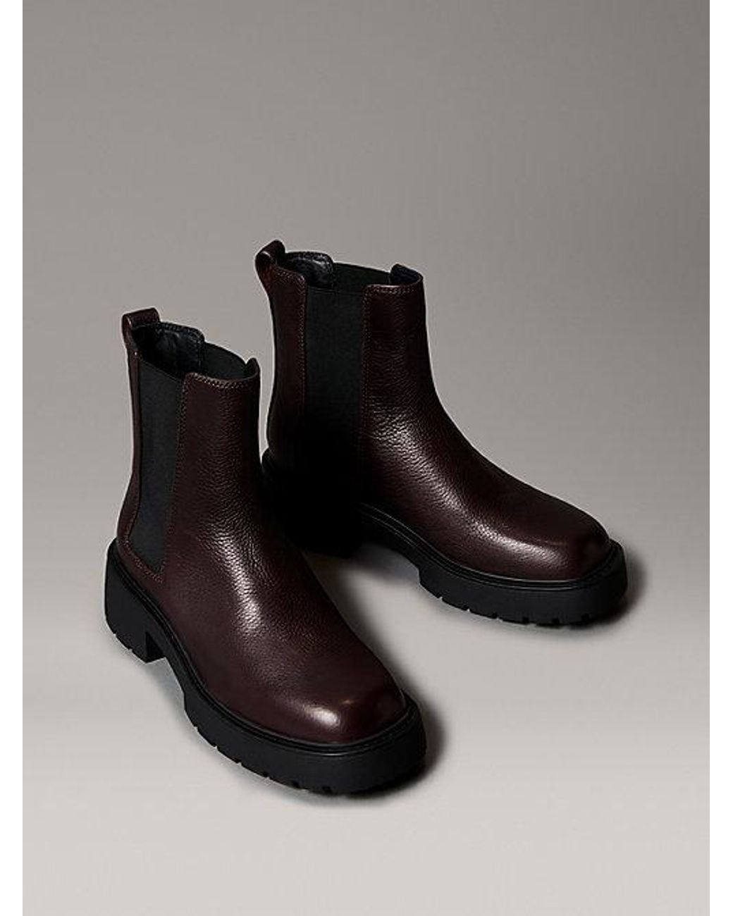Calvin Klein Black Jeans Suede Chunky Square Toe Chelsea Boots