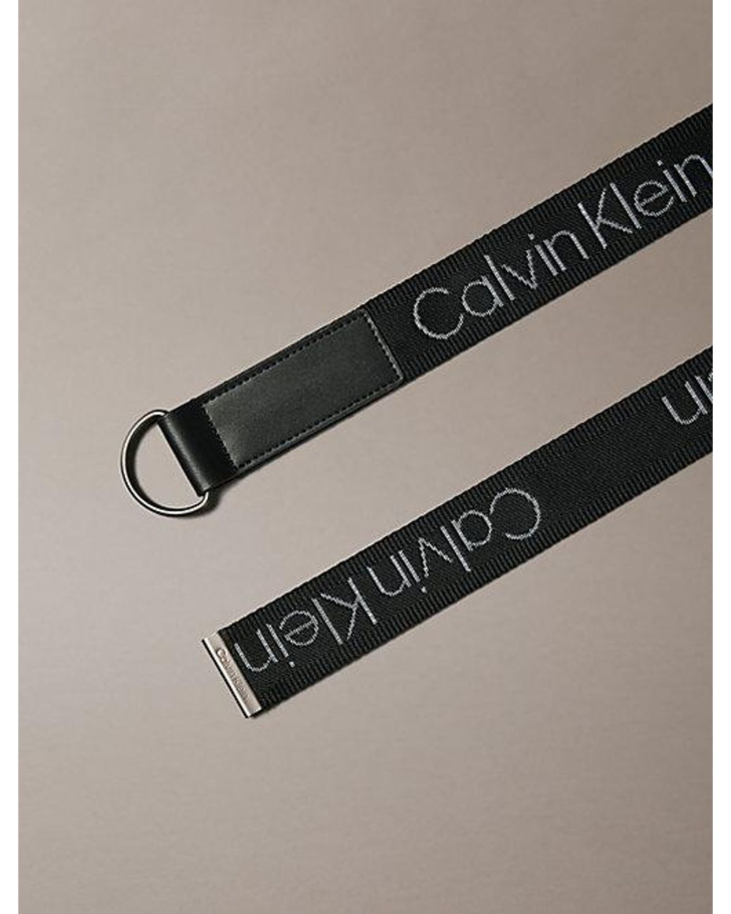 Calvin Klein Black Logo Jacquard Webbing Belt for men