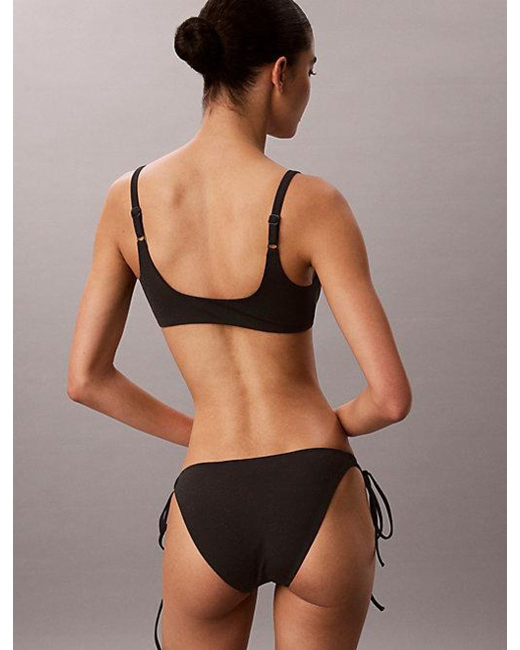 Calvin Klein Black Metallic Bralette Bikini Top Ck Monogram