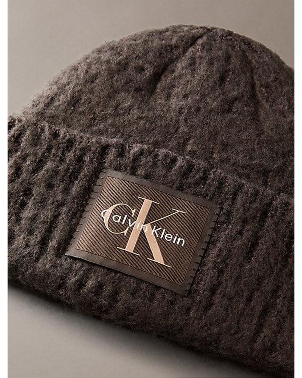 Calvin Klein Brown Plush Satin Lined Beanie