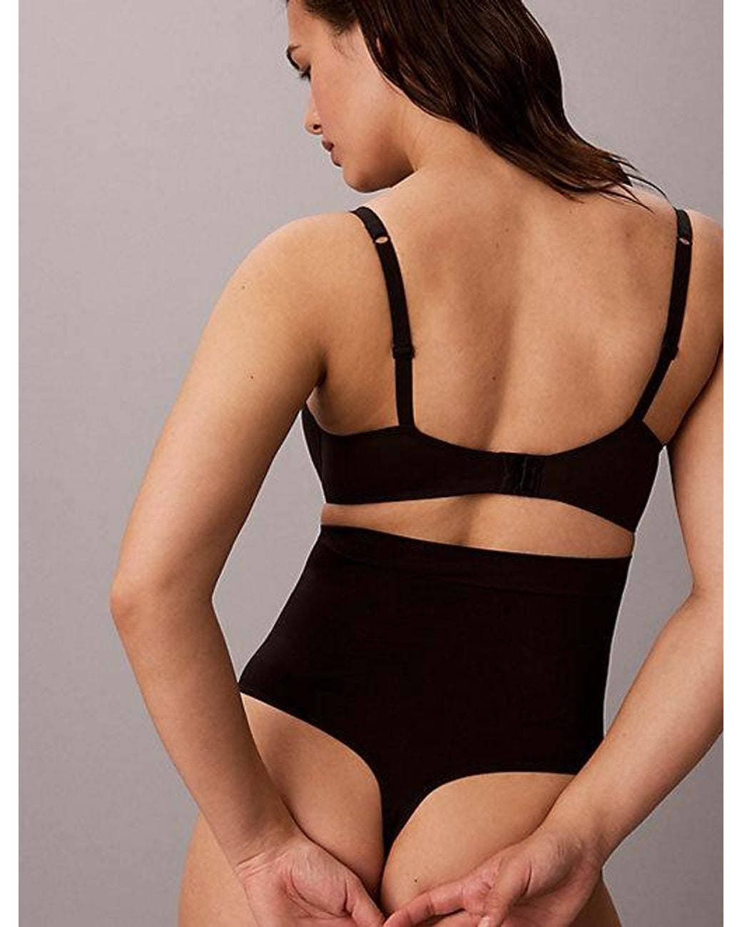 Calvin Klein Shapewear String Met Hoge Taille in het Black