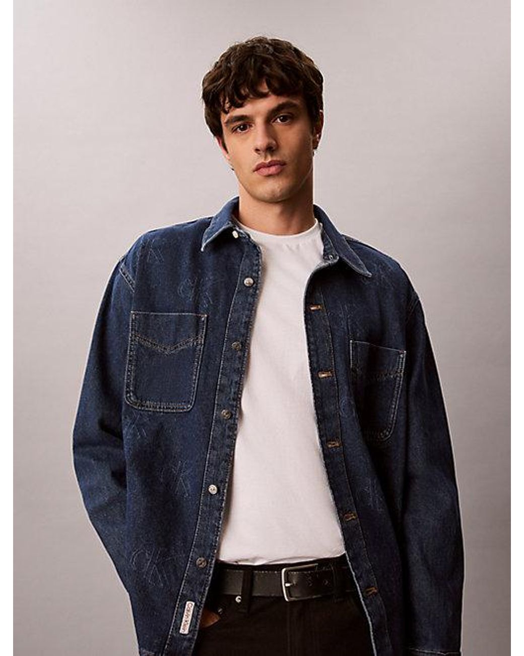 Calvin Klein Blue Jeans 90S Logo Denim Overshirt for men