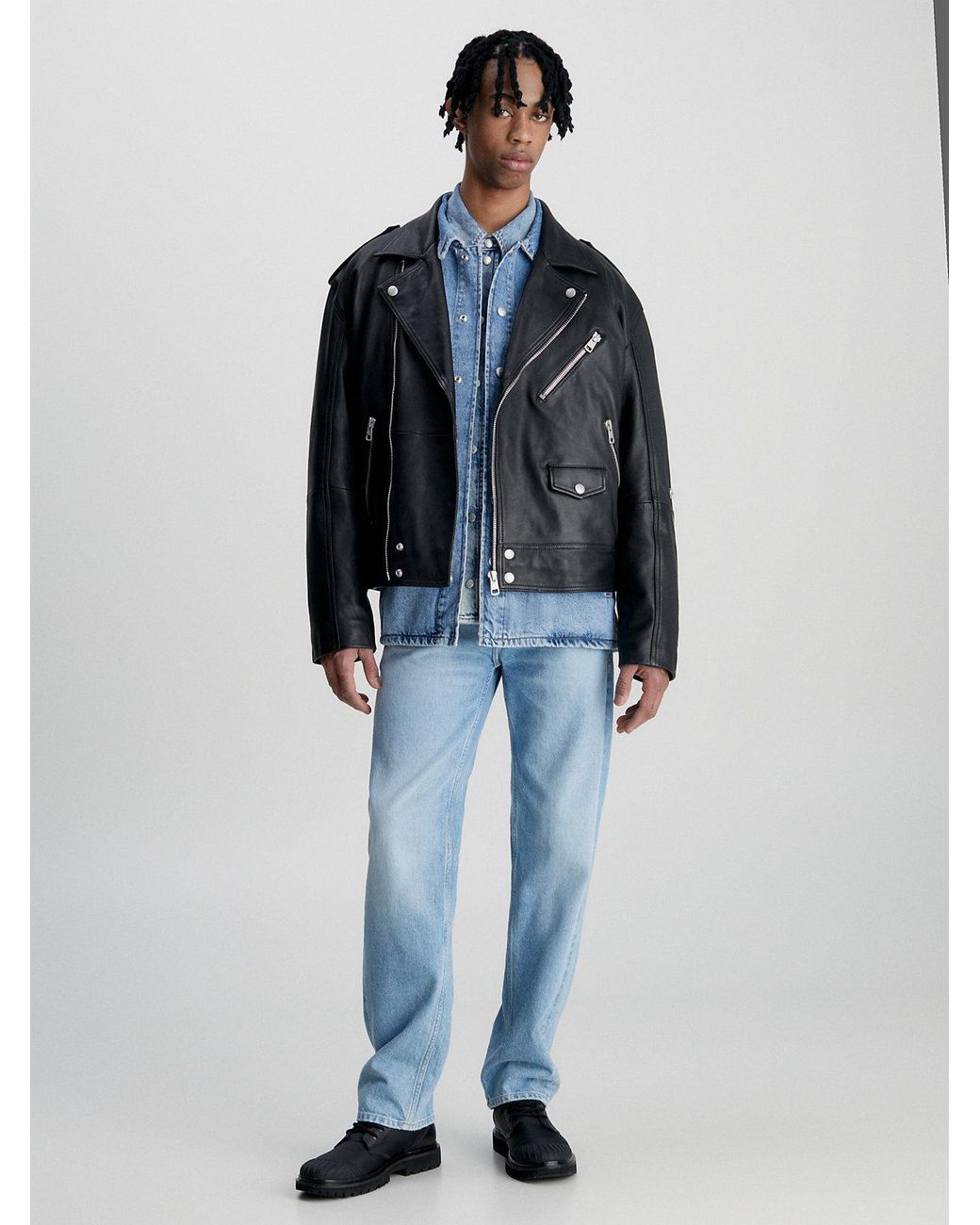 Calvin klein jeans top leather biker jacket