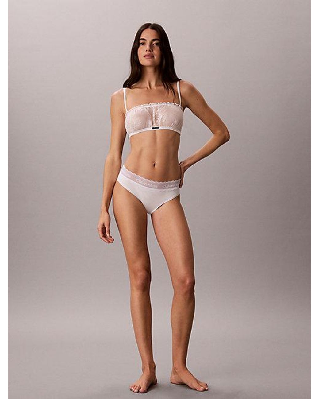 Calvin Klein White Bikini Briefs Cotton Lace
