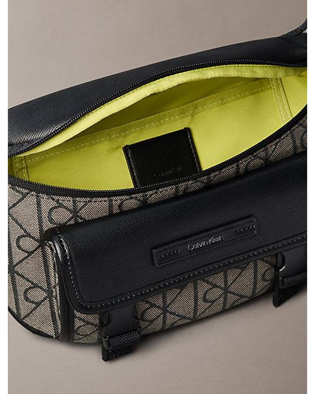 Calvin Klein Gray Water Repellent Logo Jacquard Bum Bag for men