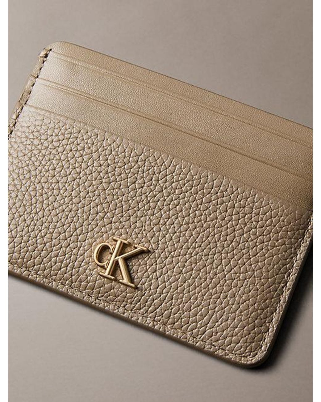 Calvin Klein Natural Leather Rfid Monogram Cardholder
