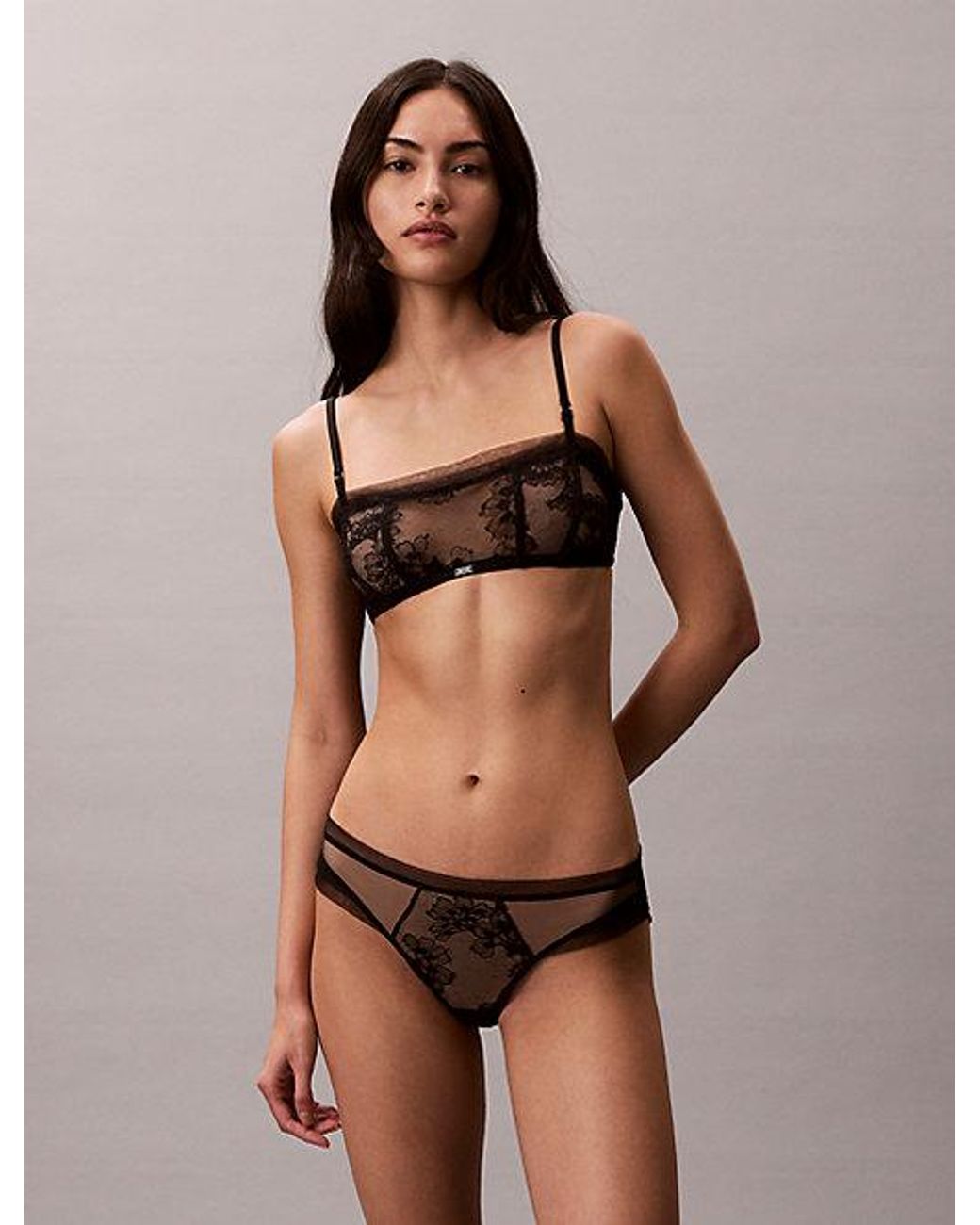 Calvin Klein Black Bikini Briefs Ck Lace Floral