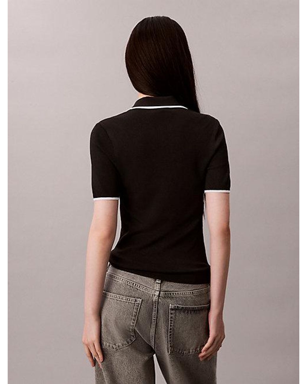 Calvin Klein Black Jeans Quarter Zip Classic Polo Shirt