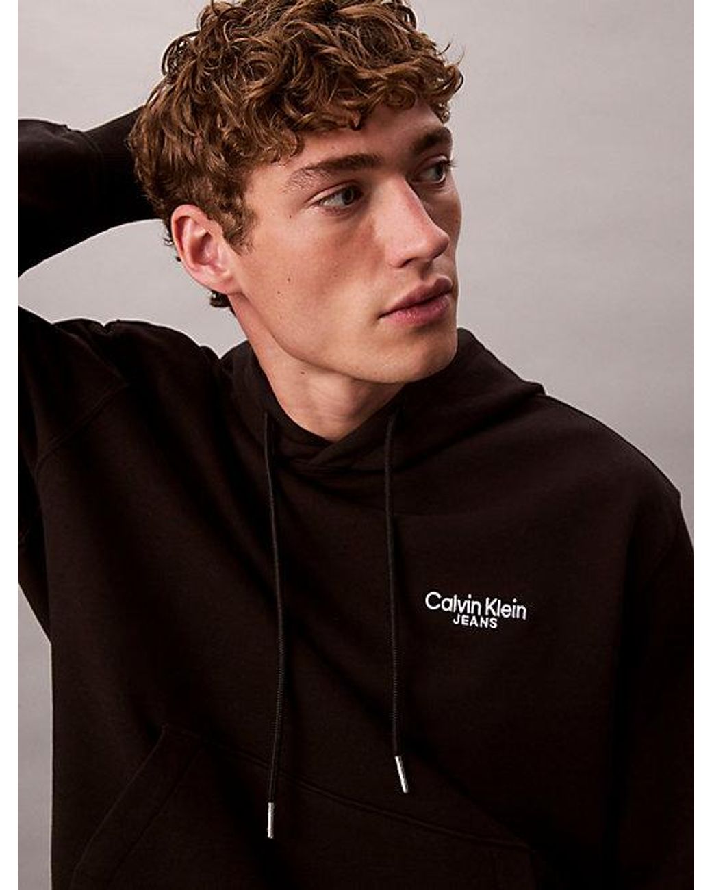 Calvin Klein Brown Jeans Cotton Terry Logo Hoodie for men