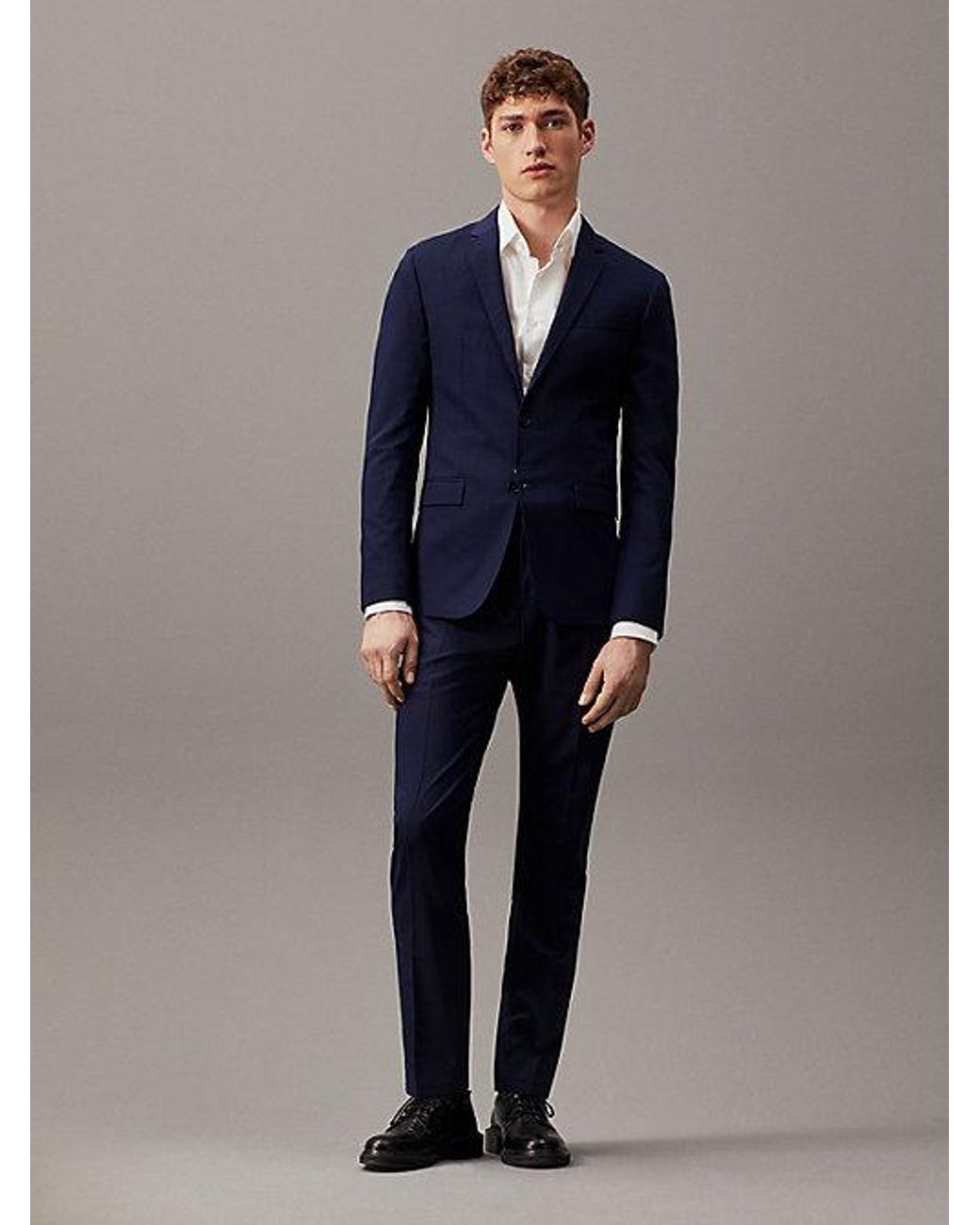 Calvin Klein Slim Single-breasted Wool Stretch Blazer - - Blue - Men - 48 voor heren