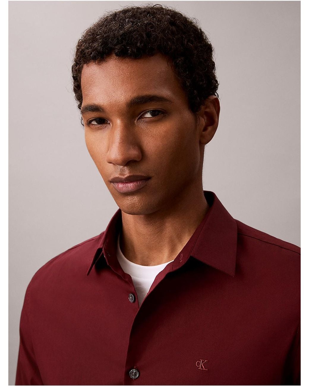 Calvin Klein Red Slim Stretch Button-Down Shirt for men