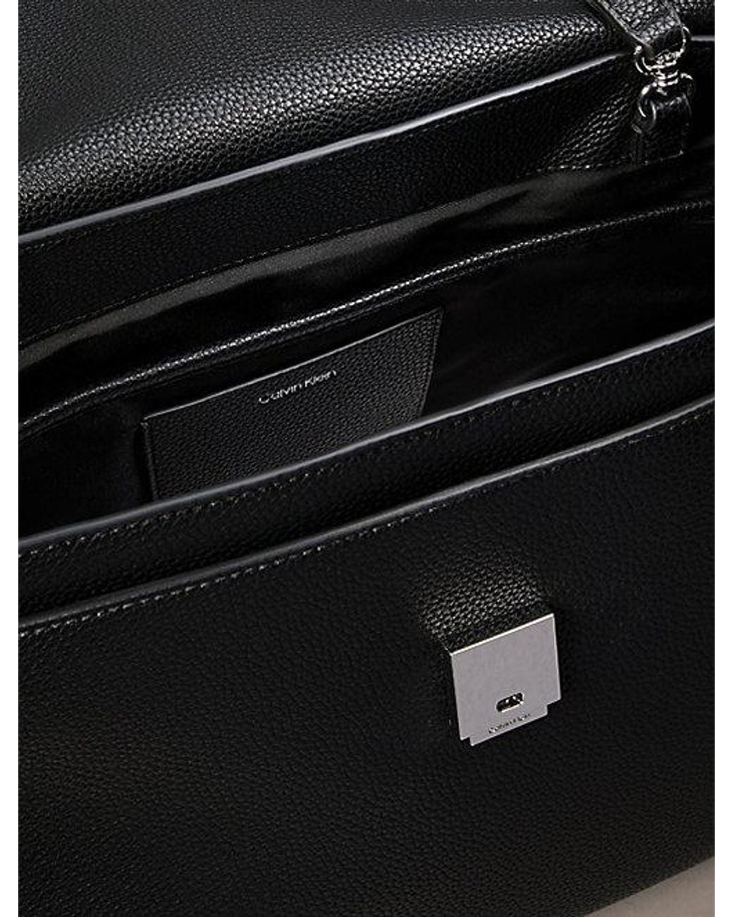 Calvin Klein Black Pebble Grain Satchel Bag