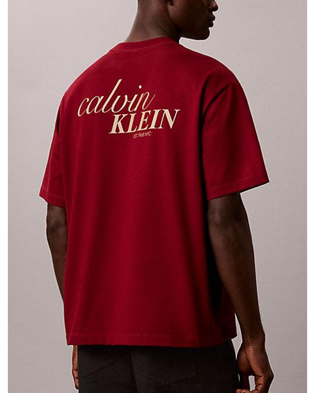 Calvin Klein Red Jeans Heavy Jersey Back Logo T-Shirt for men