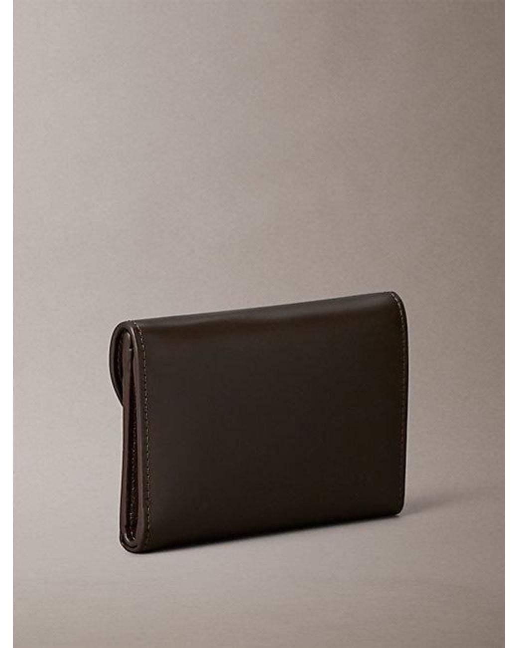 Calvin Klein Brown Leather Sculptural Trifold Wallet