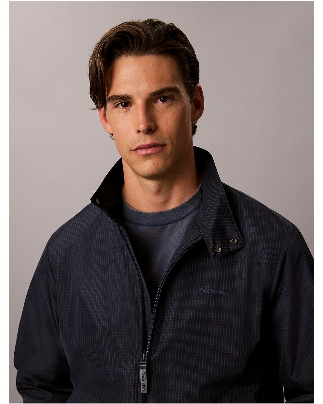 Calvin Klein Black Nylon Grid Bomber Jacket for men